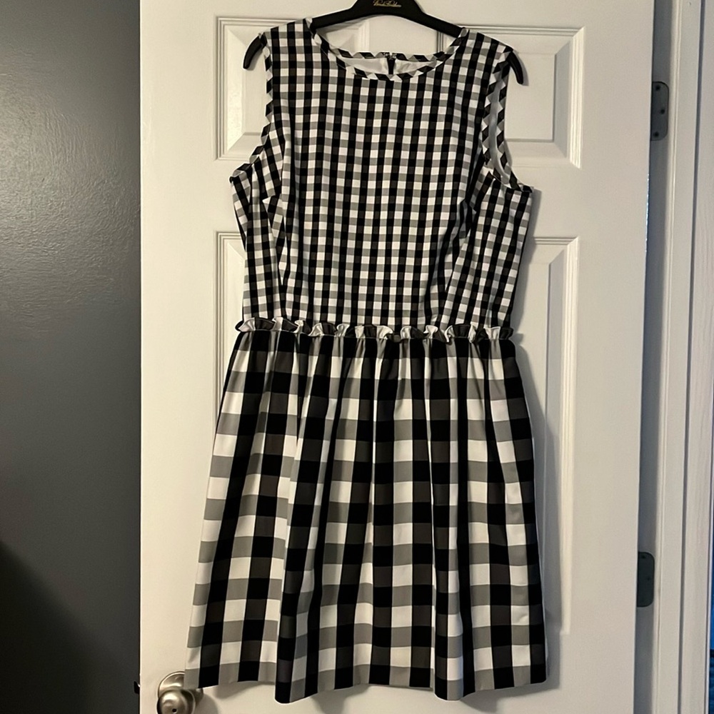 Brooks Brothers Black and White Gingham Sleeveless Dress